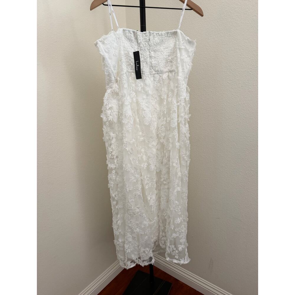 Lulus Quite Perfect White Floral Embroidered Strapless Midi Dress XXL - Picture 7 of 8